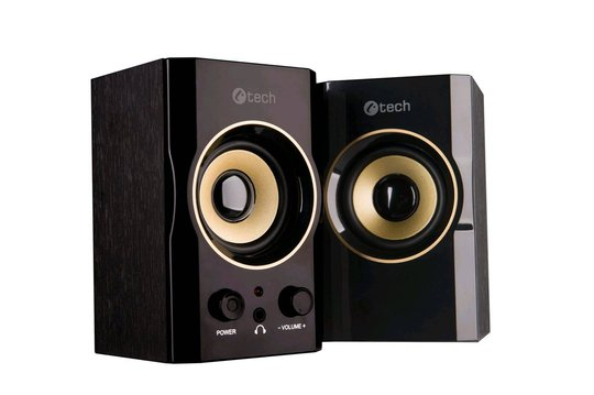 Reproduktor C-Tech SPK-11, 2.0, Wood, Black-Gold, Jack/USB