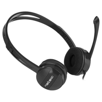 Slúchadlá Natec headphones with microphone CANARY, black